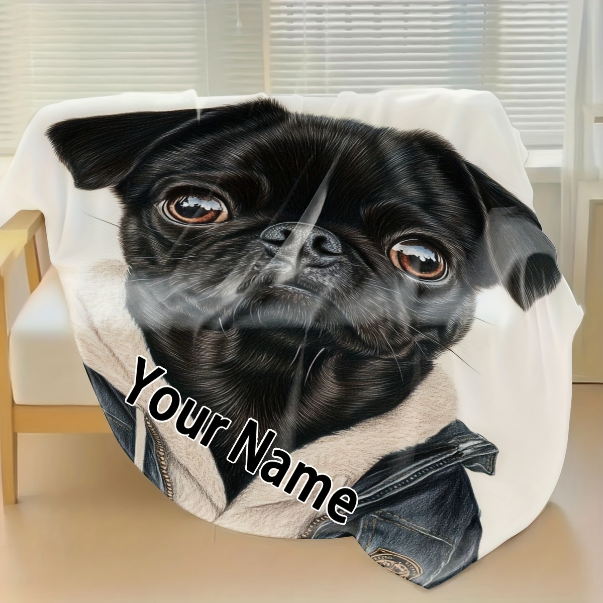 pieza, juguete de peluche y personalizables para perros Pug negros,  regalo personalizado con varios tamaños para dormir