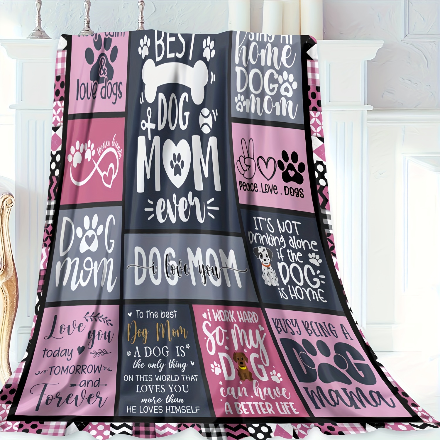 

Dog Mom Flannel Blanket - Knitted Fleece & Inspirational - 200-250g Bed/ Decor