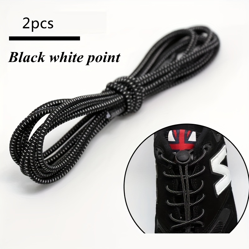 2 New Pairs Of 100cm Round Elastic Shoelaces With Locks, 3mm No-tie Sports Shoe Strings (random Colors)