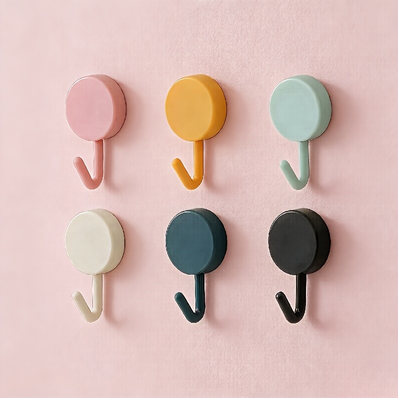 TEMU 15/24pcs Macaron High Aesthetic Multi-functional Adhesive Hooks [random Mixed Colors] No-drill Wall Hangers, Kitchen/office/bathroom/entryway