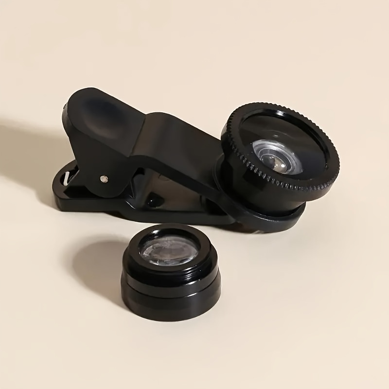 

3-in-1 Mobile Camera Lens Kit - Pvc, 180° Fisheye, Wide Angle, Macro Lens Attachments For Smartphones And Tablets