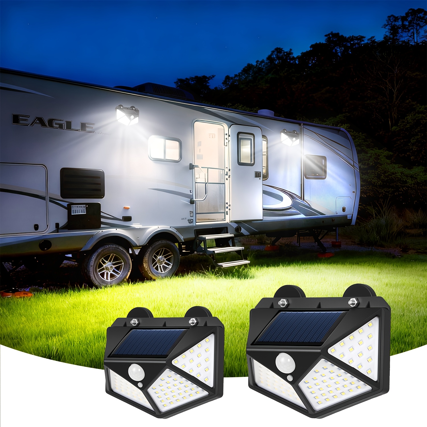 TEMU 2/1pc, Magnetic Light, With Super Strong Magnet Motion Sensor Lights, Solar Outdoor Lights Waterproof, For Trailers, Campers | Outdoor Exterior