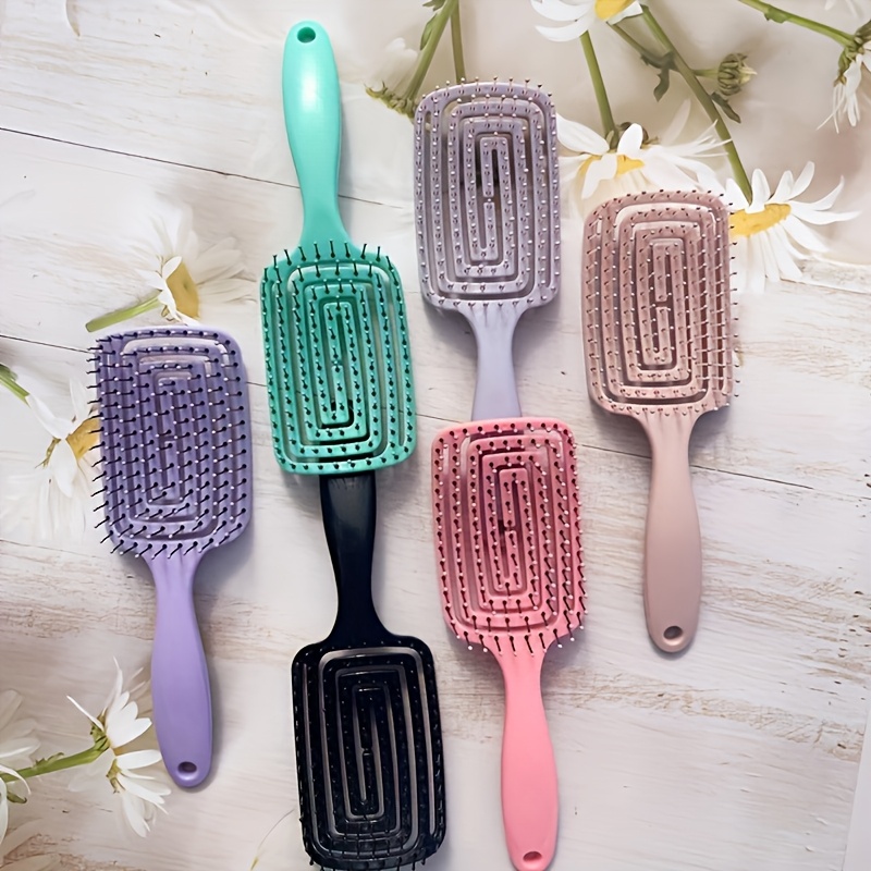 

1pc Abs Plastic Paddle Hair Brush, Hollow Bristle Design, Scalp Massage Comb For Wet/dry Hair, Detangling Tool For Men And Women, Suitable For Normal Hair Type