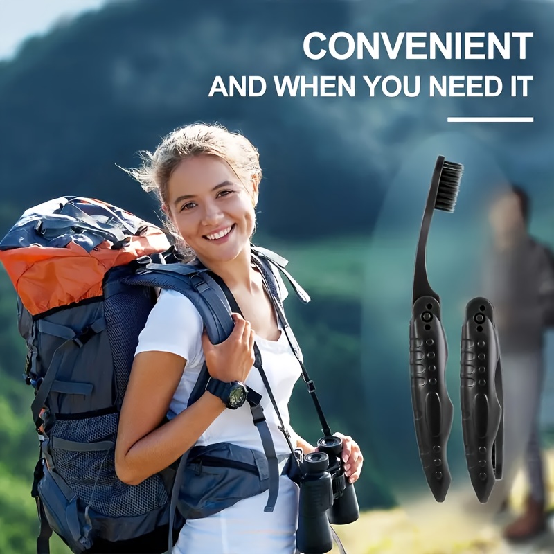 Travel Toothbrushes, Black Folding Brushes for Camping