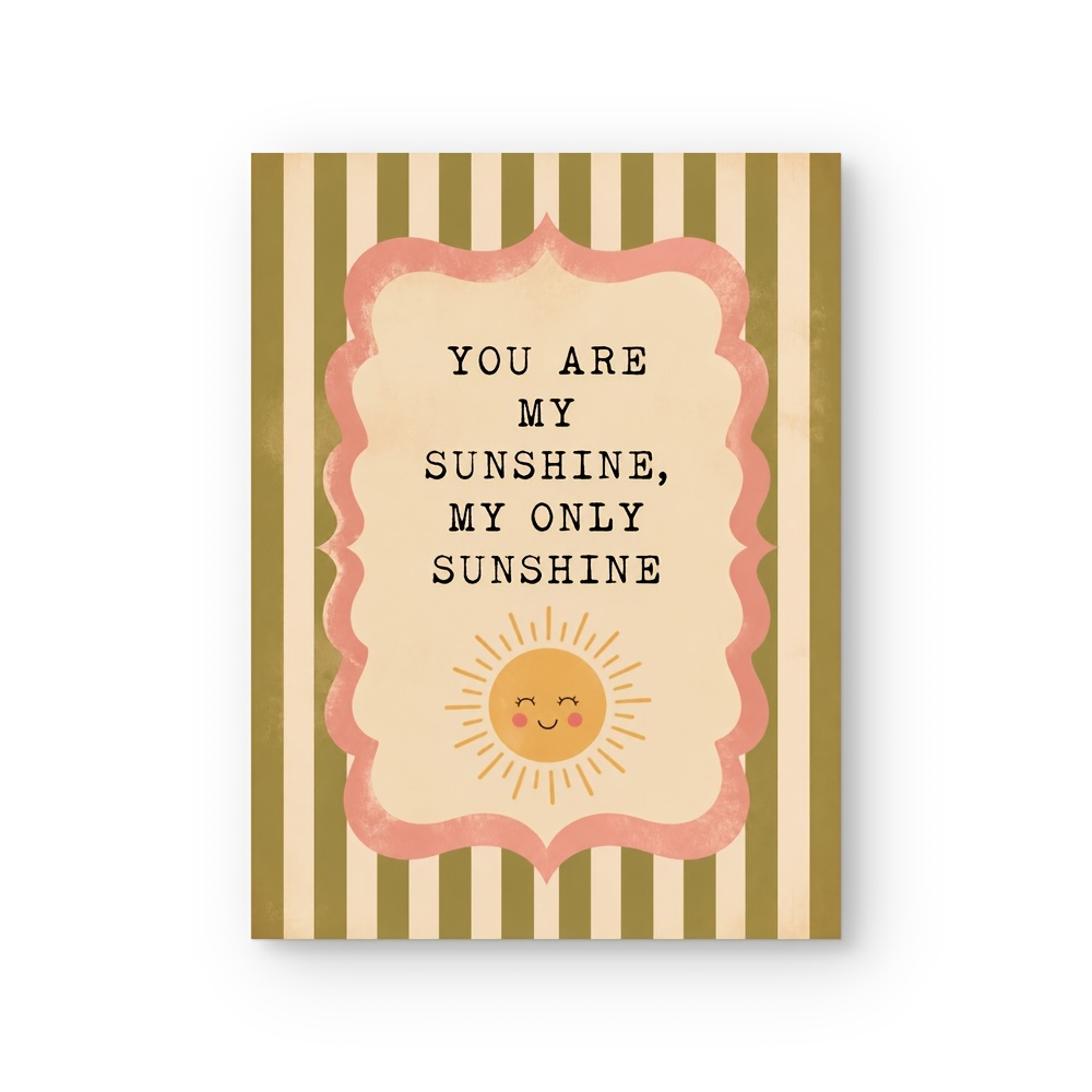 TEMU 2d Flat, 1pc "you Are My Sunshine" Nursery Wall Art Poster - Vertical Quote With & Lettering, Unframed Suitable For Kids Bedroom, Playroom,
