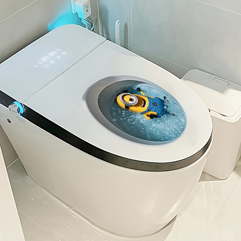 

Single Use Cute Ocean-themed Toilet Lid Decal, Self-adhesive Bathroom Decoration, Plastic Surface Compatible, With " X 11.32" For Home Decor, Fun Bathroom Accessory