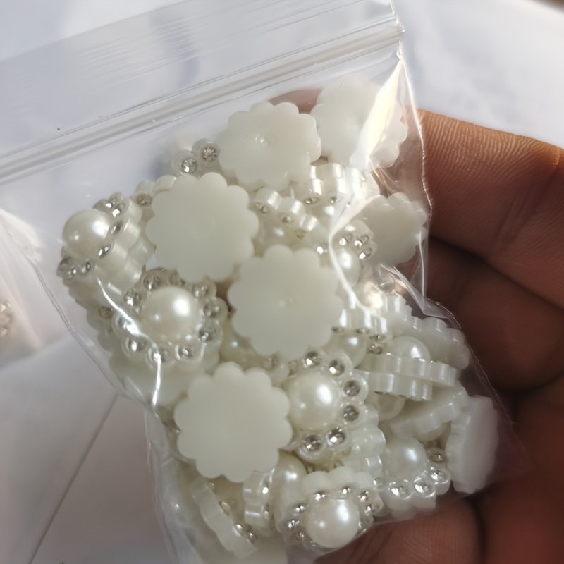 TEMU 50 Pezzi Decorazioni a Fiori con e Cristalli Strass - Resina a Tema per Scrapbooking Fai da Te, Decorazioni per Matrimoni, Nail Art e Accessori