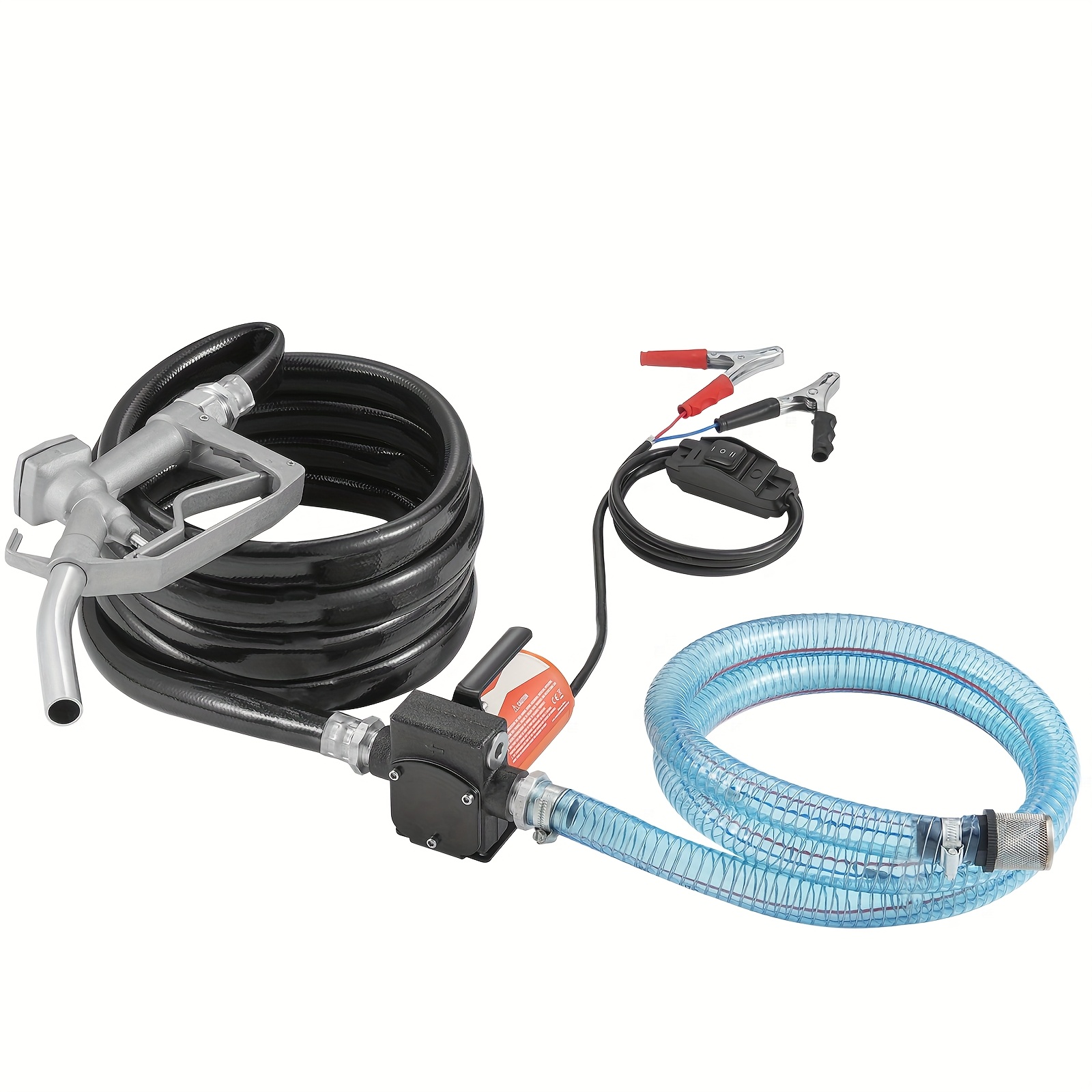 TEMU Happybuy 12v .3 Gpm Fuel Transfer Pump: 1/, Portable, Auto Shut-off Nozzle, Long Hoses, For
