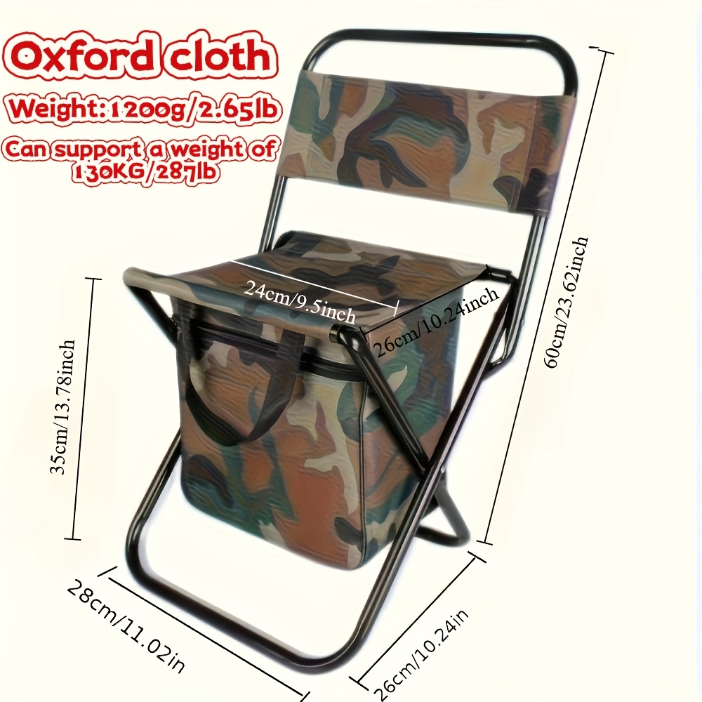 TEMU Portable Folding Camping Chair, Large Size Folding Chair, With Folding And Backrest Function With Backpack, Backpack Can Hold Items, -bearing