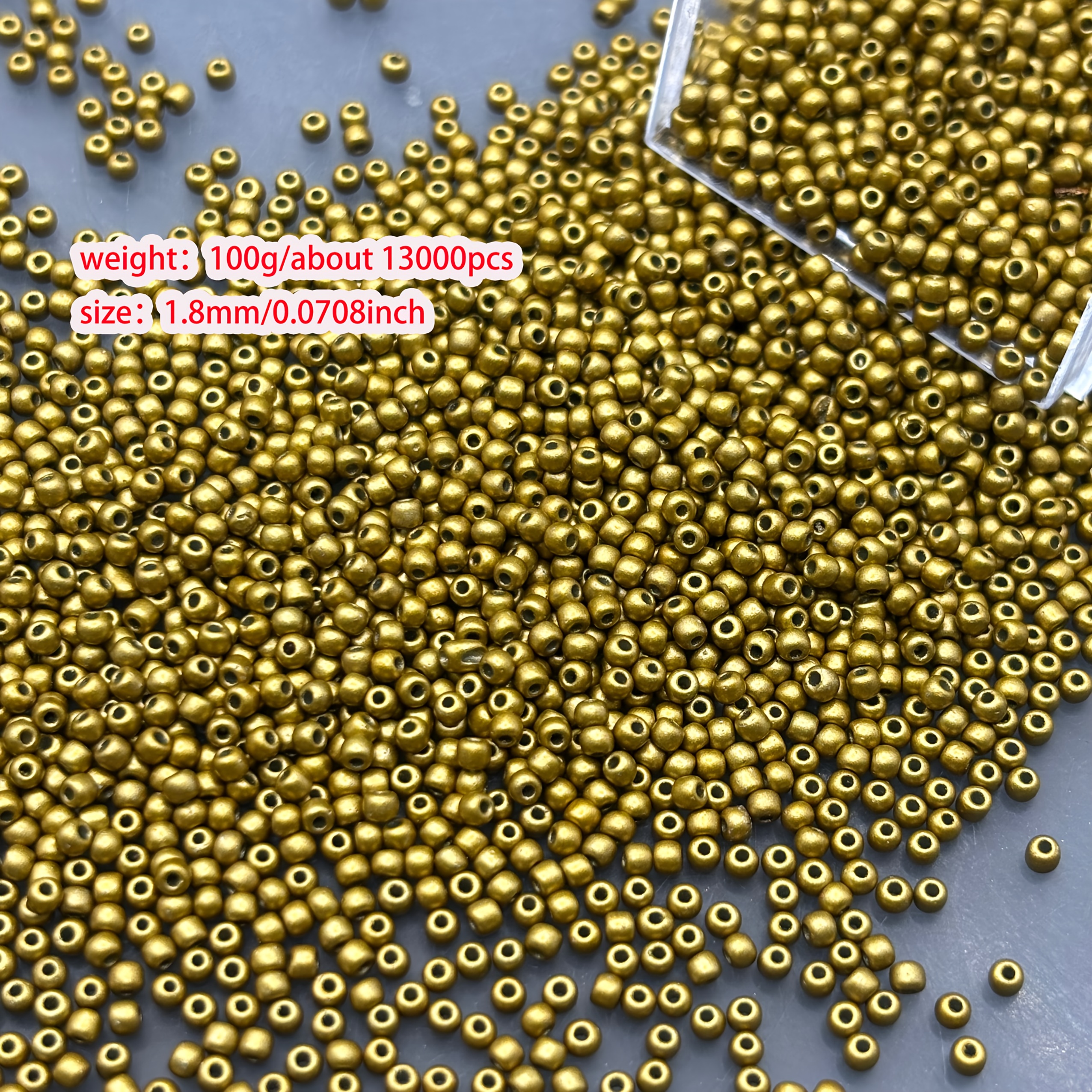 TEMU Perles de riz en verre de couleur unie 13000 1.8Mm, 100G par , options de couleurs multiples, convient pour les ajouts de fabrication de bijoux,