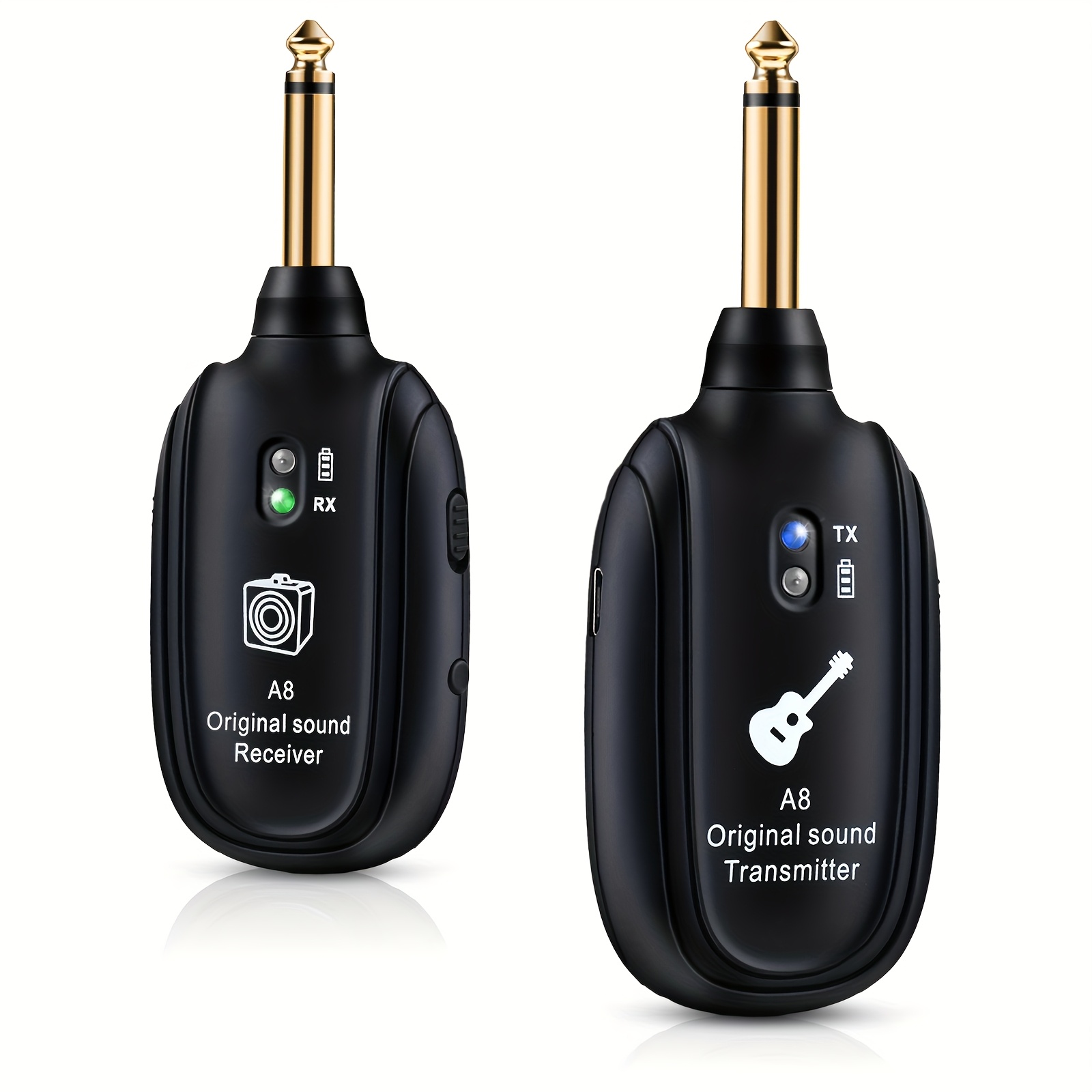 TEMU A8 Wireless Guitar System Built-in Rechargeable Transmitter And Receiver, Stereo Audio, Hand Control, Usb Charging For Electric Guitar, , Violin