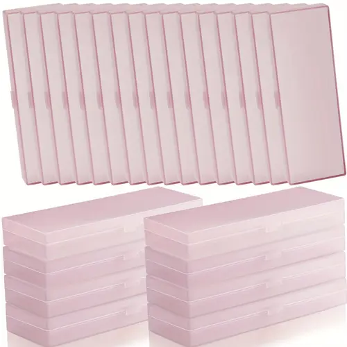 24 pack pink plastic pencil cases with hinged lids frosted pen stationery boxes lightweight durable for or 7 09 x 2 36 x 0 98 inch bulk pen holders secure storage box pencil pouch