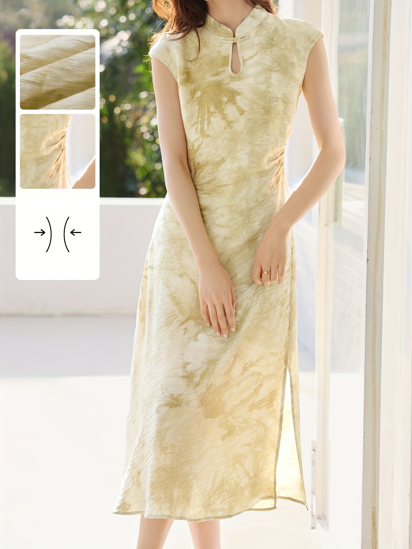 suwaking's paradise women's elegant chinese qipao dress - collar a-line  short sleeve, solid color non-see-through fabric, spring/autumn traditional  dress for casual & formal occasions, cultural attire | delicate detailing,  chinese traditional clothes -