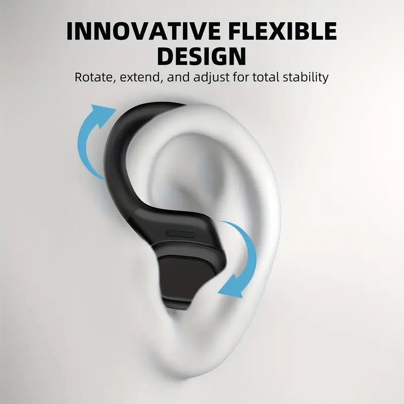 wireless running earbuds with earhooks noise cancelling headphones for sports dual led display pure bass sound built in microphone details 1