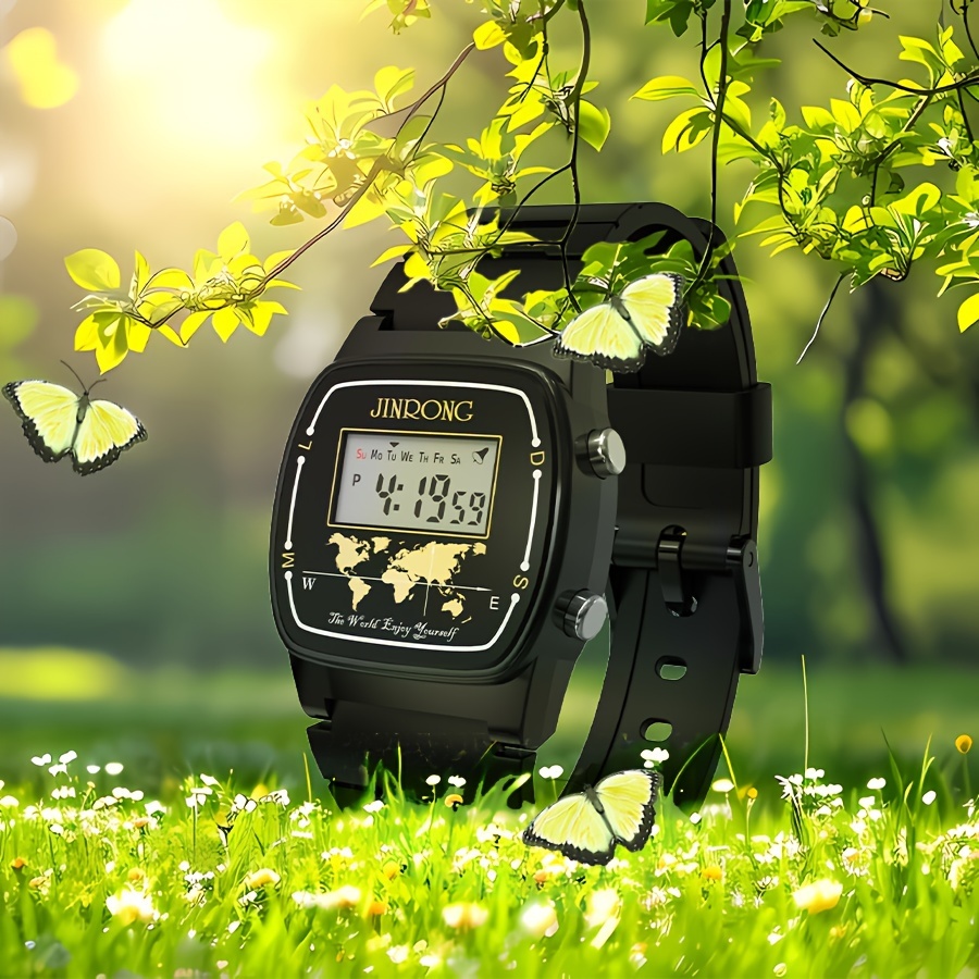 * Wrist Watch for Men and Women, 30M, Good Quality PU Strap, Rectangular Dial, LED Back Light, Electronic Drive Chronograph Alarm Multif * Wrist Watch for Men and Women, 30M, Good Quality PU Strap, Rectangular Dial, LED Back Light, Electronic Drive Chronograph Alarm Multif