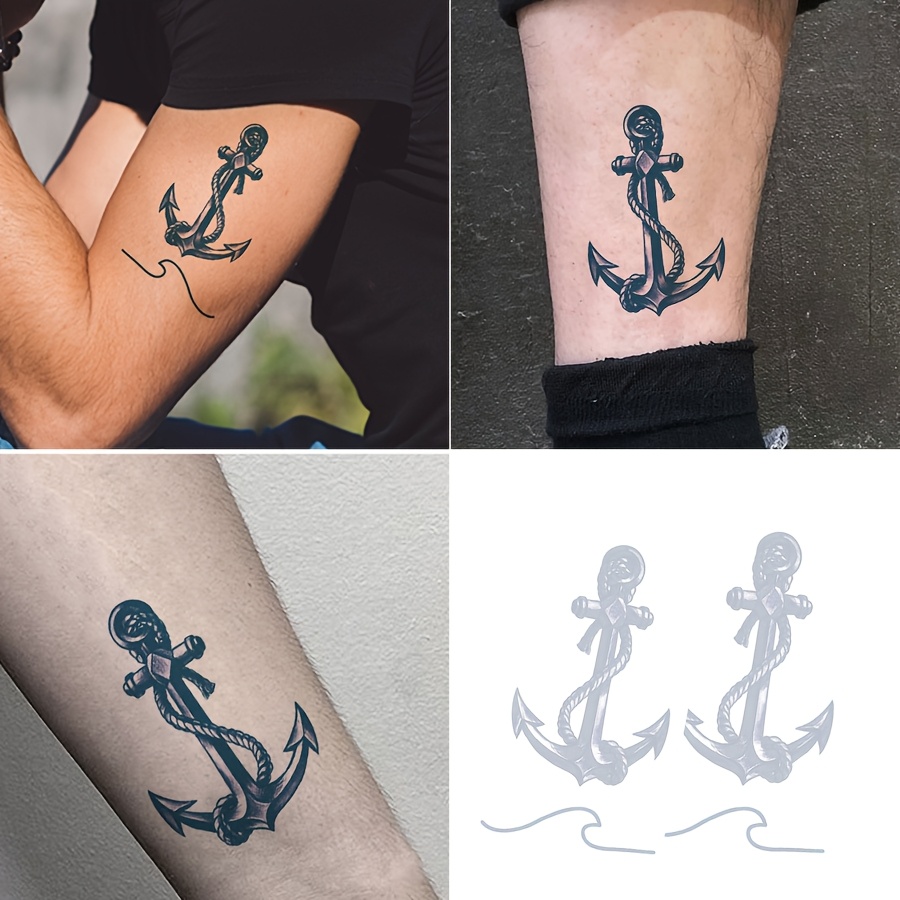 Tattoo Stickers, 2 Sheets Per Set, Designed Anchors With Minimalist Art, Waterproof And Sweatproof, Long-lasting Temporary Tattoos, Realistic And Non-reflective, Perfect Gift