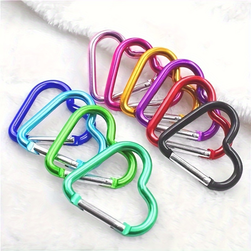 

5-pack Heart-shaped Aluminum - Lightweight Multicolored Keychain Clips For Travel Accessories & Bottle Hanging