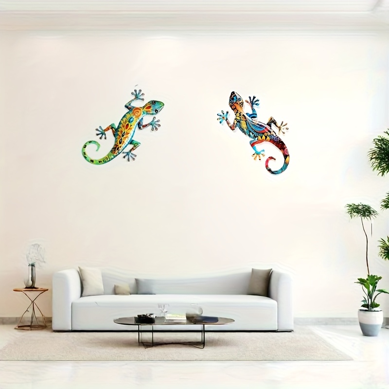 E-shop 2er-Pack Große Wandbehang Ornament aus Metall, Handgefertigtes Blumenmuster - Dekoration für Zuhause, Terrasse, Veranda und Garten