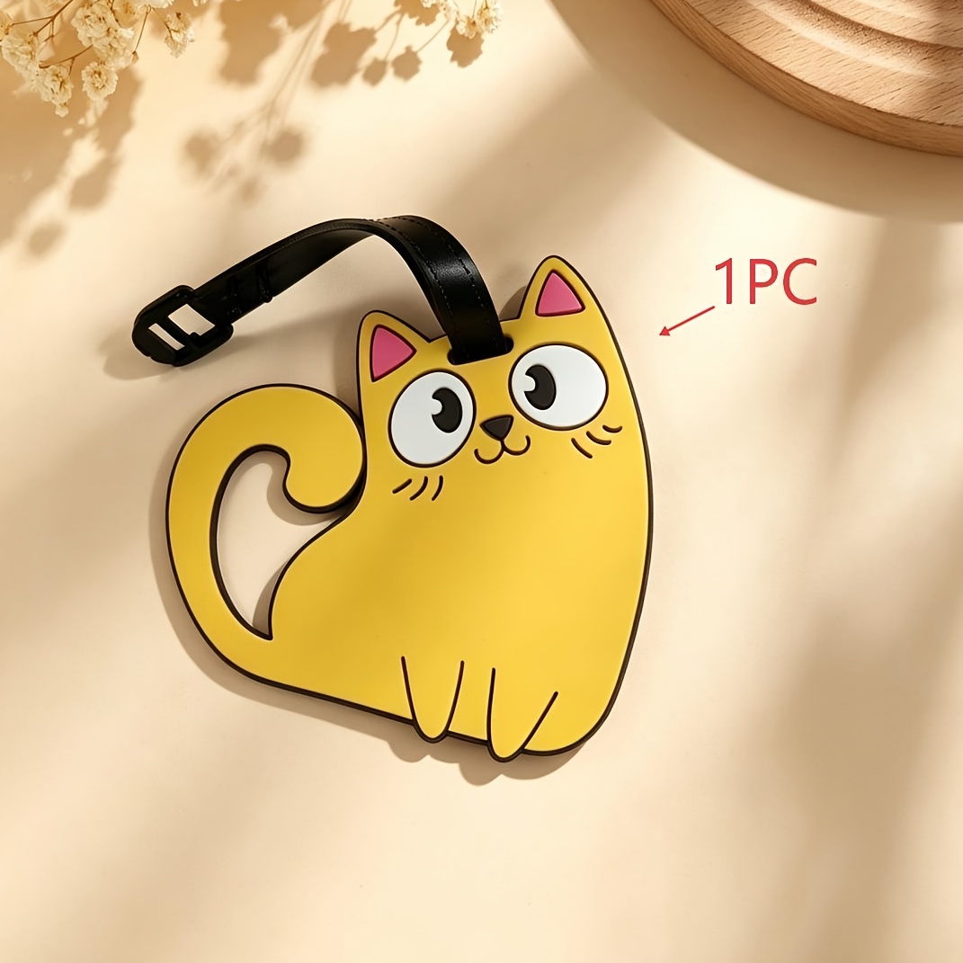Macaron Solid Colour Cat PVC Travel Luggage Tag