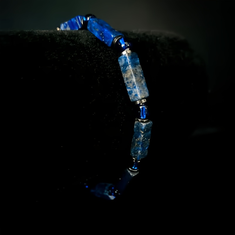 TEMU Natural Stone Square Bead Bracelet, Attracting Wealth, And , Handmade Natural Stone Skin-friendly Jewelry, Suitable For Women' Wear And Gifting
