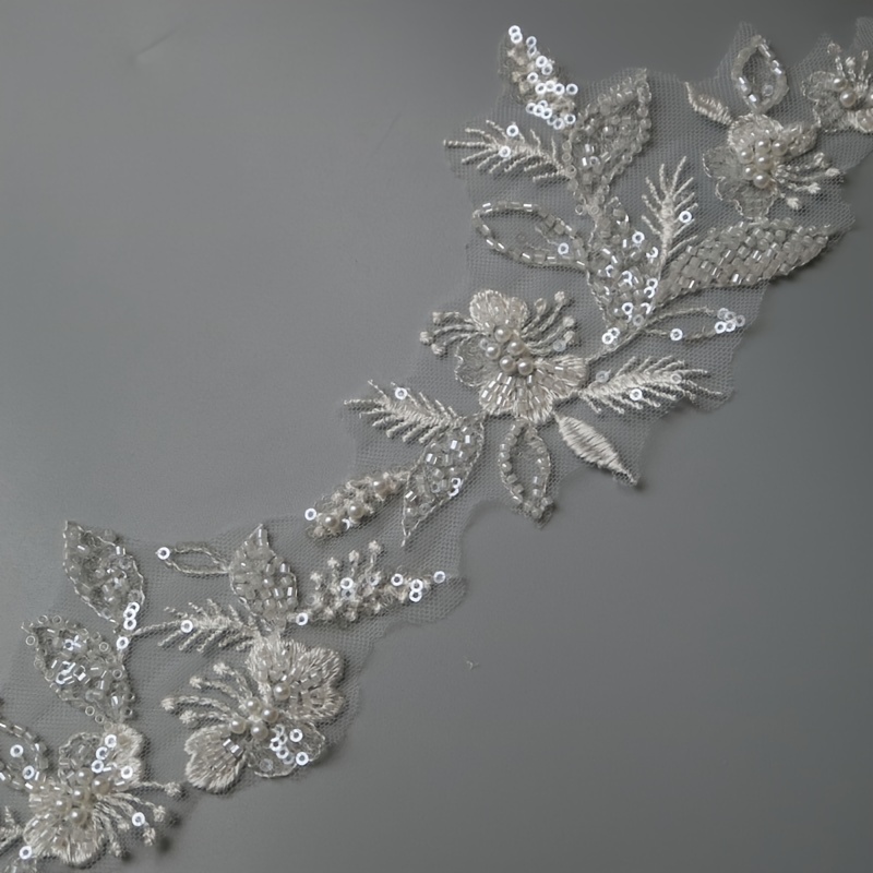 1 Yard Of Sequined Lace Trim, Exquisite Embroidered Lace, Craft Decoration Material