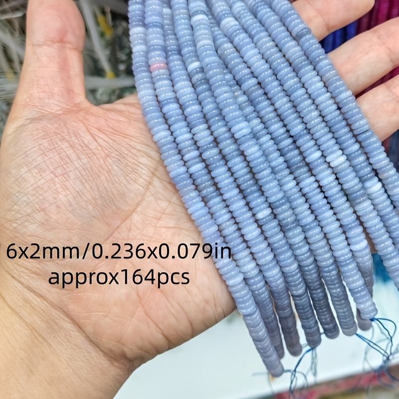 TEMU 2d Flat - 6x2mm 164pcs Blue Chalcedony Disc Flat Spacer Loose Beads, Bracelet Necklace Jewelry Making Additions, Premium Semi-finished Materials