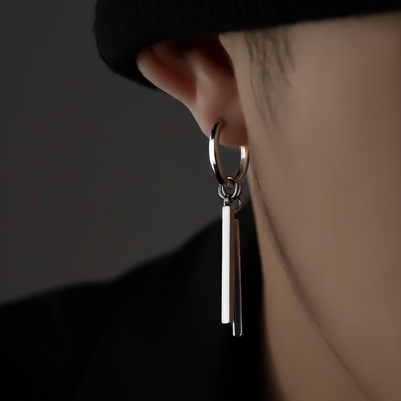 

Boucles D'oreilles Carrées Longues Avec Pendentif Pour Hommes, Boucles D'oreilles Hoop Cool Pour Hommes