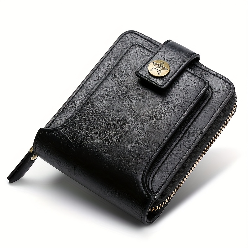 TEMU Custom Engraved Men's Pu Wallet, Zipper Short Wallet, Personalized Name Engraved Purse, Men's Gift, Birthday & Anniversary Present For Dad,