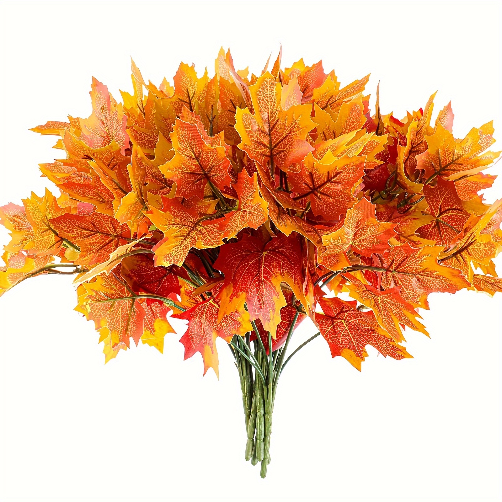 

Festive Artificial Maple Leaves In Orange - Perfect For Thanksgiving, , And Fall Decorations