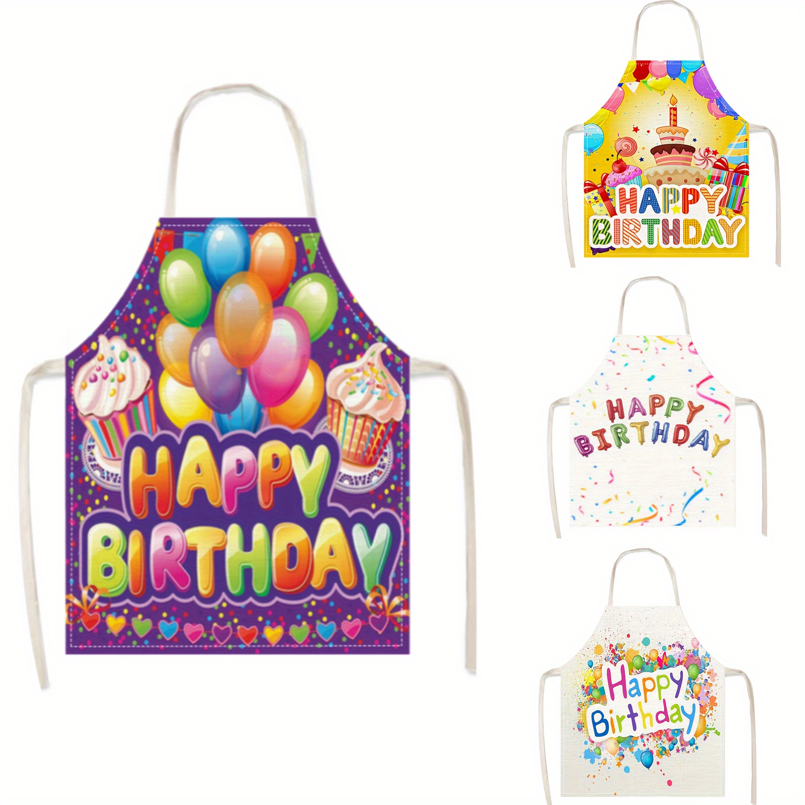 

1pc Apron, Festive Happy Birthday Linen Apron, Creative Oil-resistant And Stain-proof Apron, For Birthday, Party, Gift And Home Use, For Cooking & Baking, Kitchen Supplies