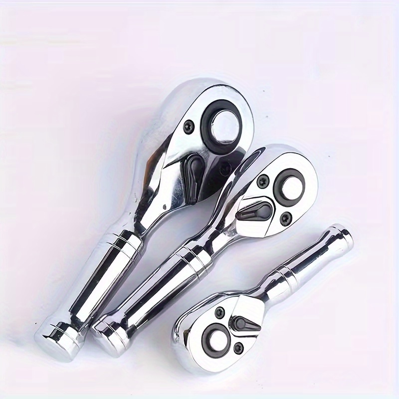 TEMU Quick Ratchet, Short Handle 72-tooth Auto Repair Tool Wrench, 1/4" Automatic Dual- Socket Head, Car Maintenance Wrench