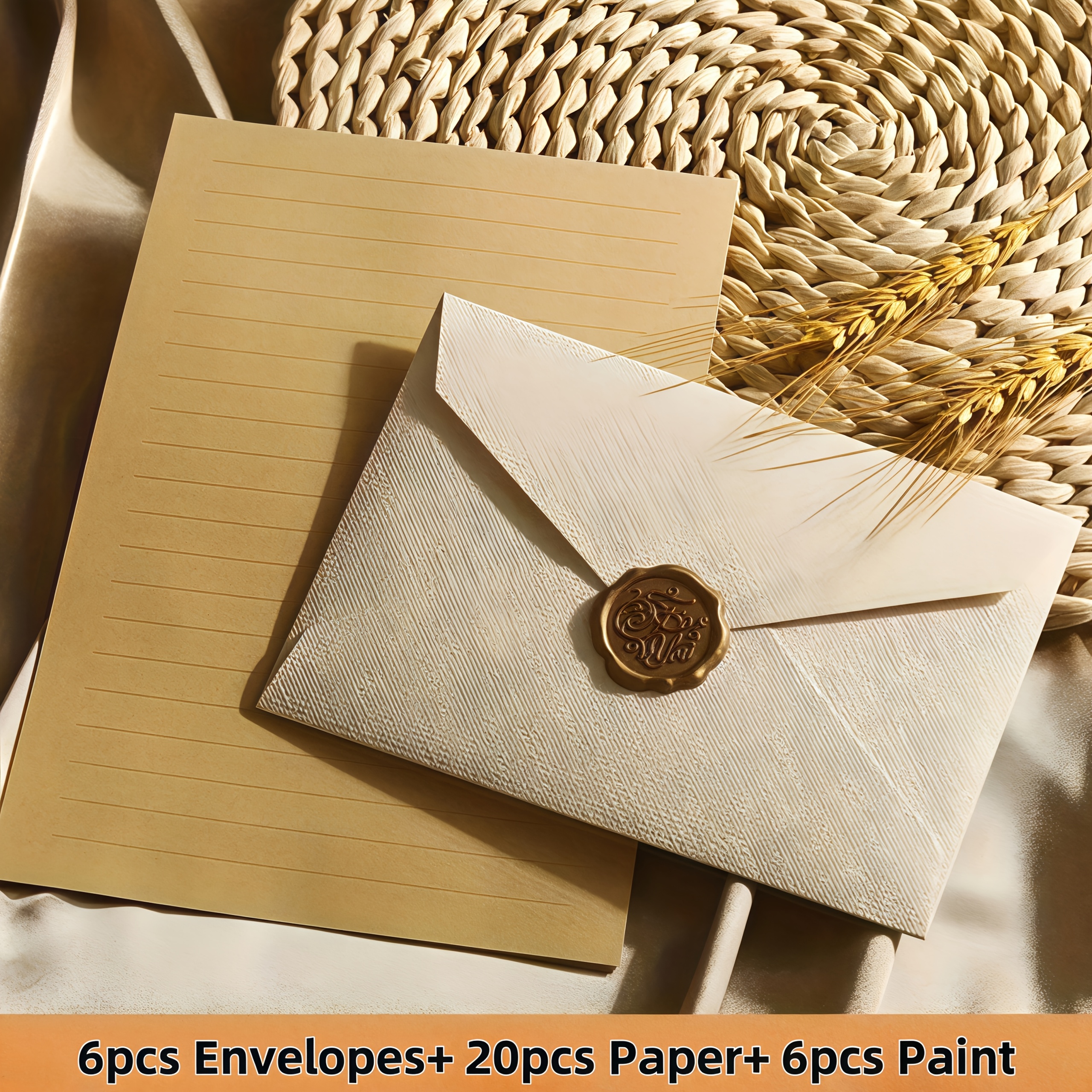 TEMU A Set Of 32pcs Of Wax Linen Envelopes And Stationery Sets, Western-style Love Letters, Invitations, Postcards, Invitations, Storage Bags