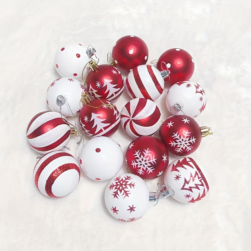 

8pcs/1set, Christmas Painted Balls Red And White Series, Exquisite Painting Style, The Combination Of Red And White Colors Makes The Christmas Festive Atmosphere More Festive