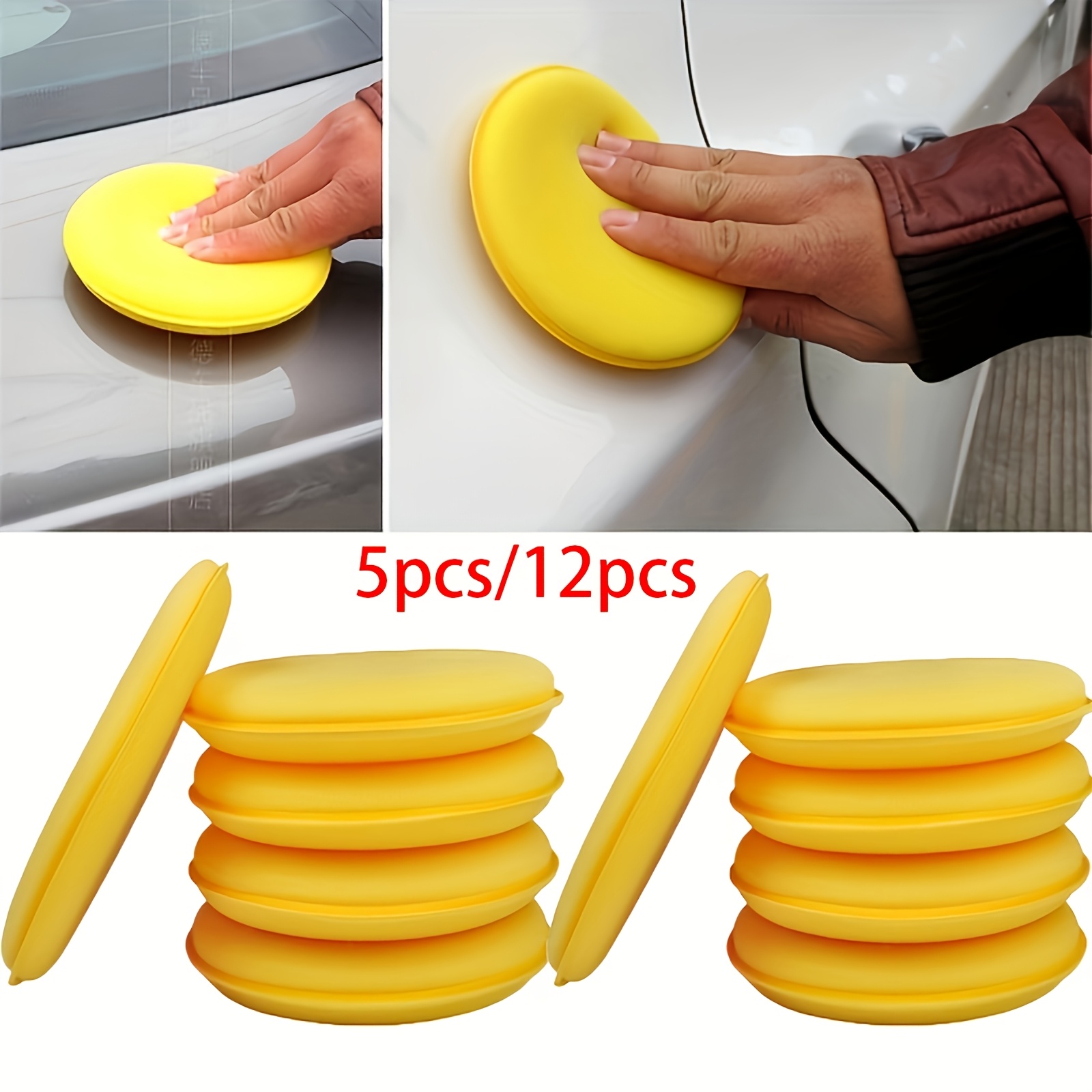 

5pcs/12pcs Car Waxing And Polishing Polyester Sponge, High Density Foam Applicator Pad For And , Car Washing Supplies, Interior Cleaning And Maintenance