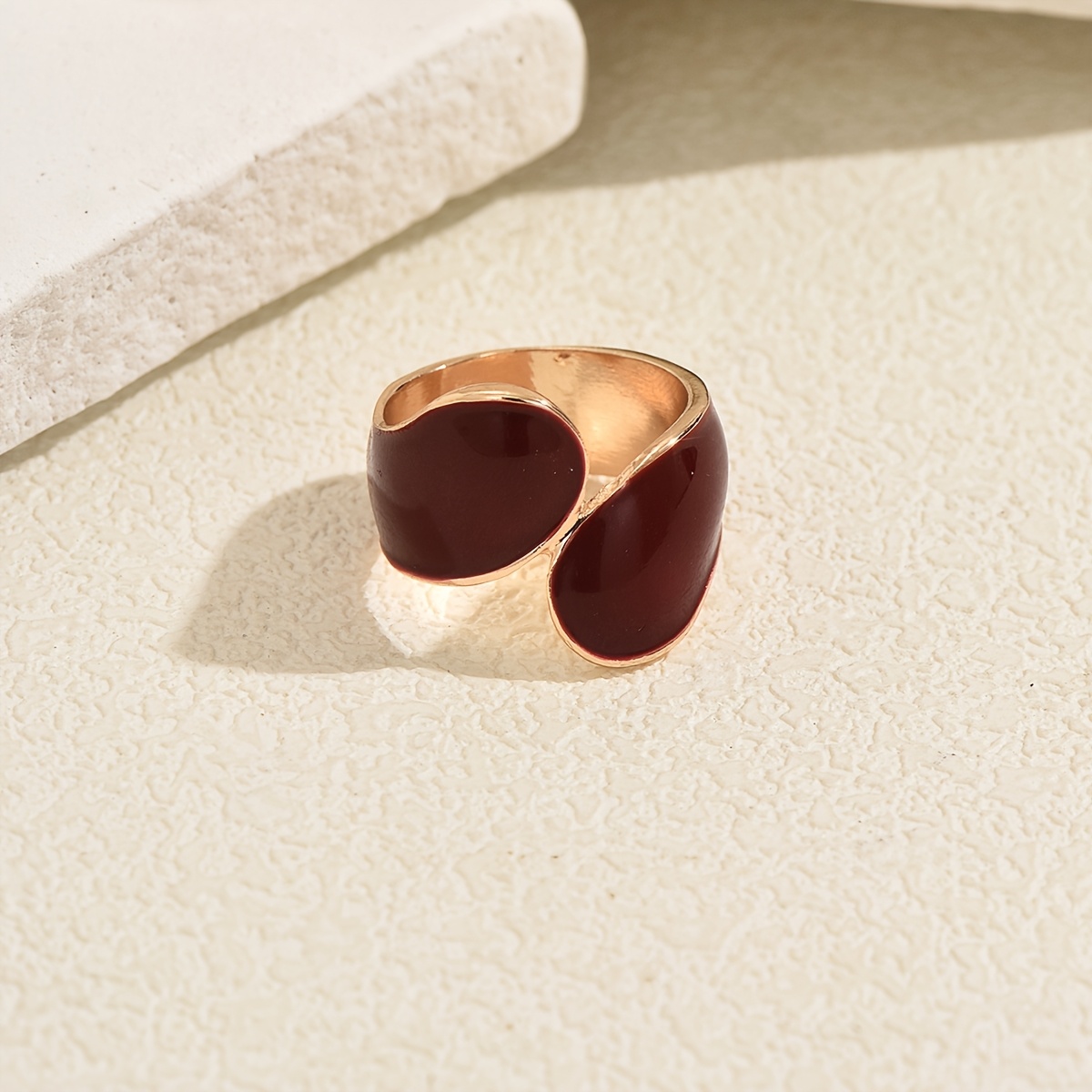 TEMU 1 Anillo de lujo para mujer, con esmalte de goteo retro francés, ideal para a día, para ir al trabajo, fiestas y joyería [ aleatoria]