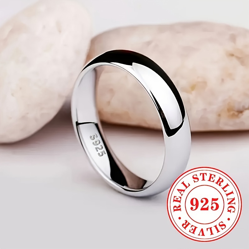 

1 Elegant Simple Ring, Unisex, 3.1g 925 Sterling Silvery, Wide-face Plain Ring, Everyday And Party Occasions