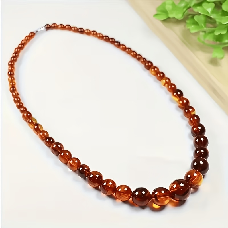TEMU Amber Necklace - And Party Jewelry, December Birthstone Gift Polished , Suitable For Daily Wear, Birthday And Holiday Gifts, Unisex Additions,