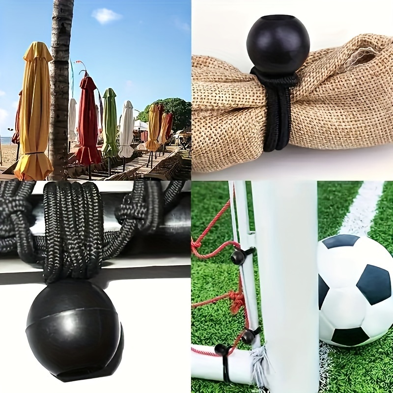 20pcs Durable Black Ball Bungee Cord - Versatile Elastic Rope Strap with Plastic Ball for Secure Camping, Tent, Trampoline & Beach Net, Foldable & Adjustable Height, Camping Accessories, Tent Straps, Foldable Design, Sturdy Construction