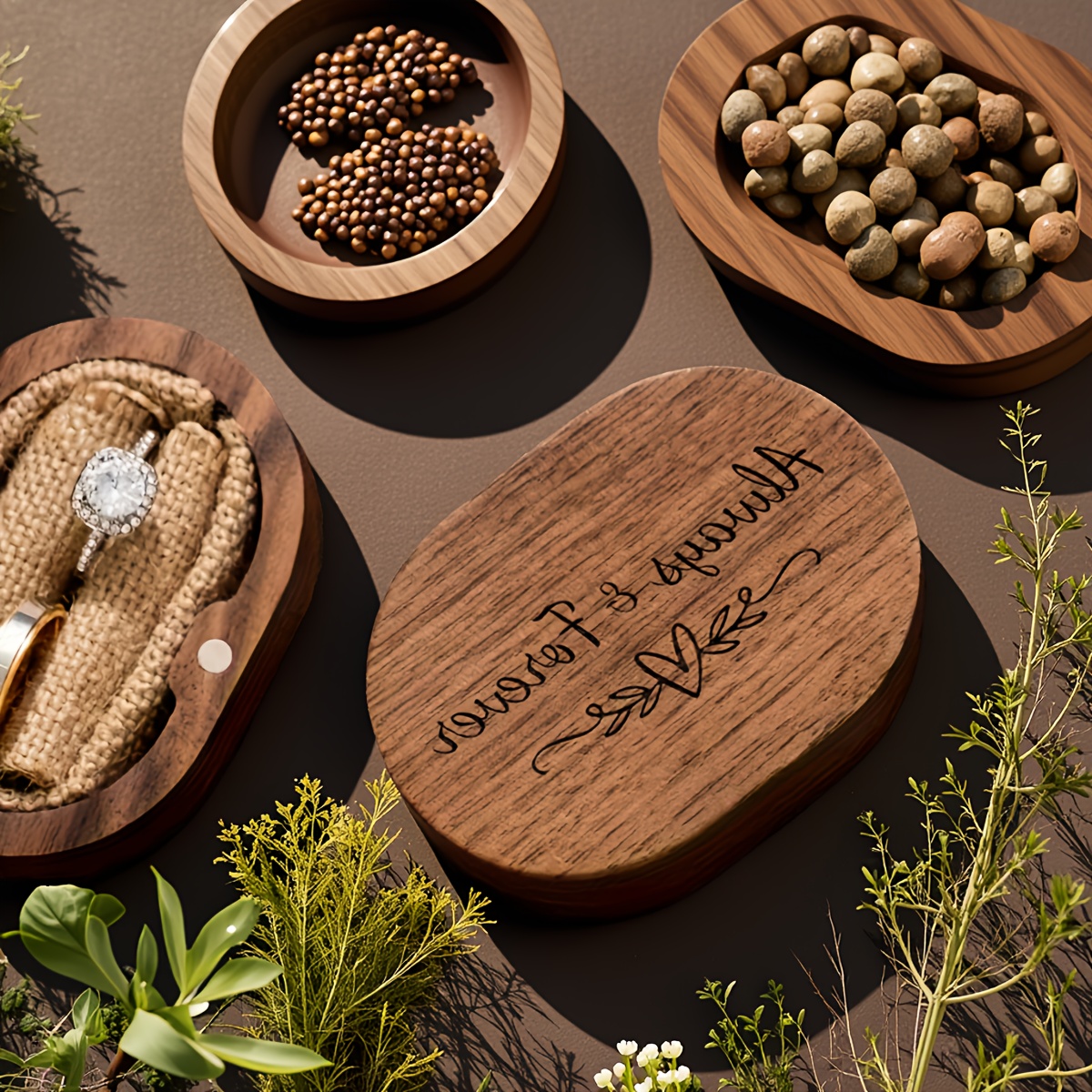 Custom Engraved Wooden Ring Holder Box