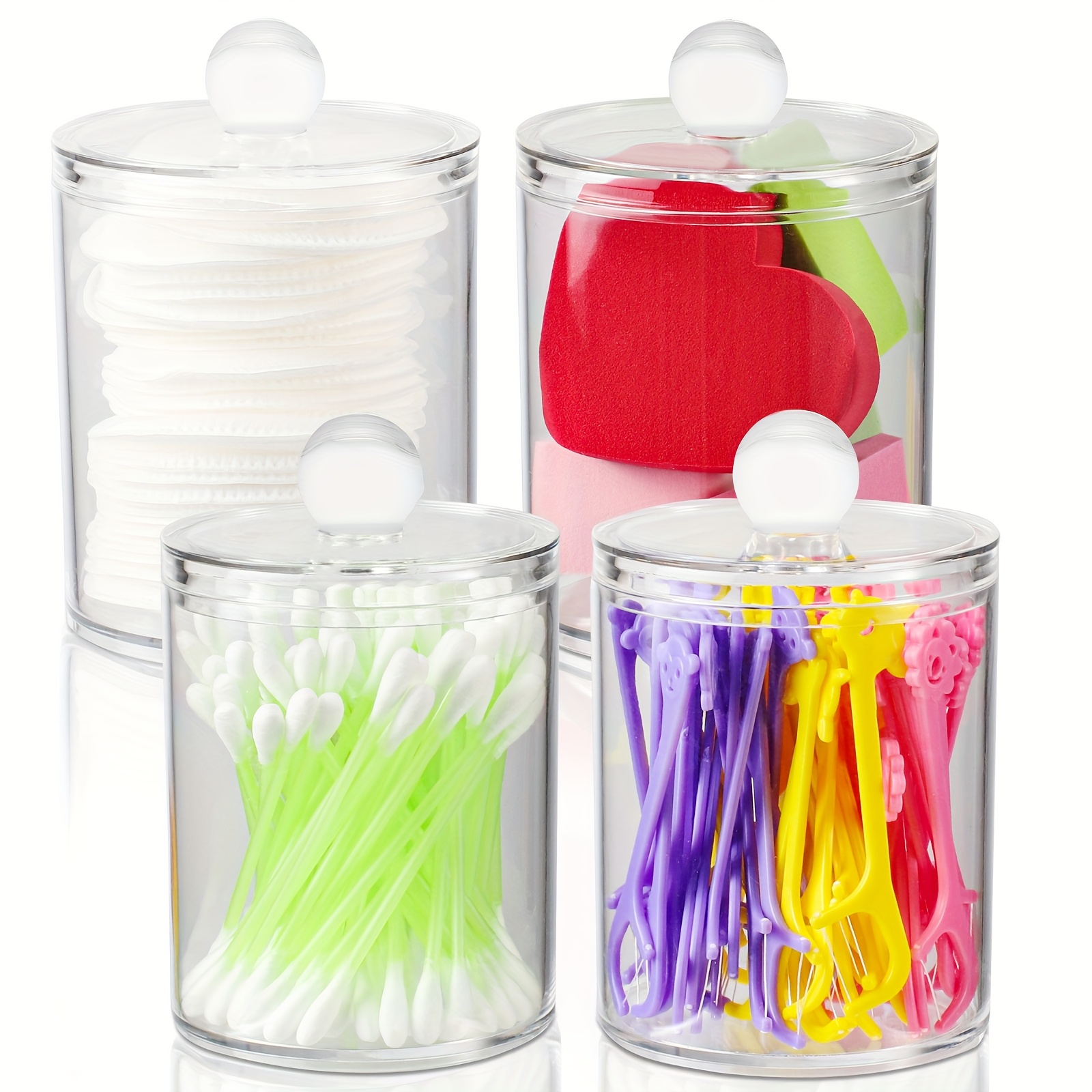 

4pcs Clear Holder, Dispenser, Swab Dispenser, Restaurant Storage Small Box, Bathroom Jar, Bathroom Storage Container, Christmas Gift Jar