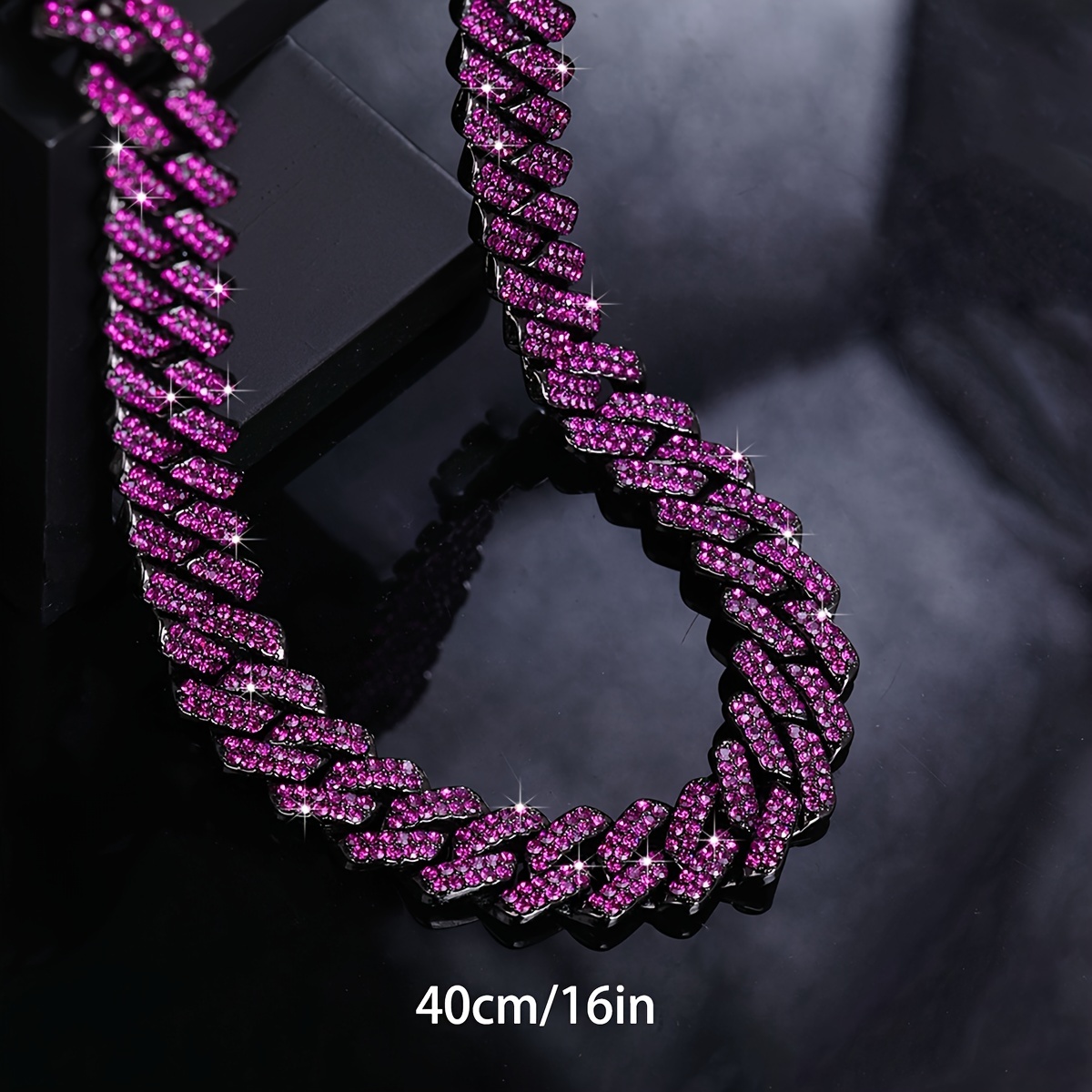 Iced Out Rhinestone Cuban Chain Necklace for Men