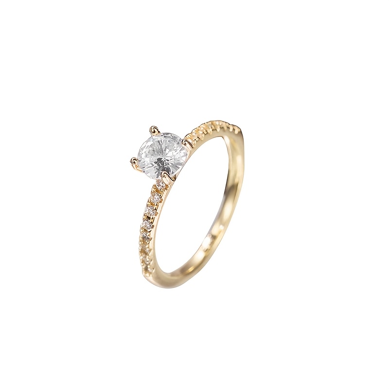 TEMU 1pc Women's Fashion Cute Small Synthetic Zirconia Ring, Wedding Engagement Ring, Party Ring, Jewelry Accessory