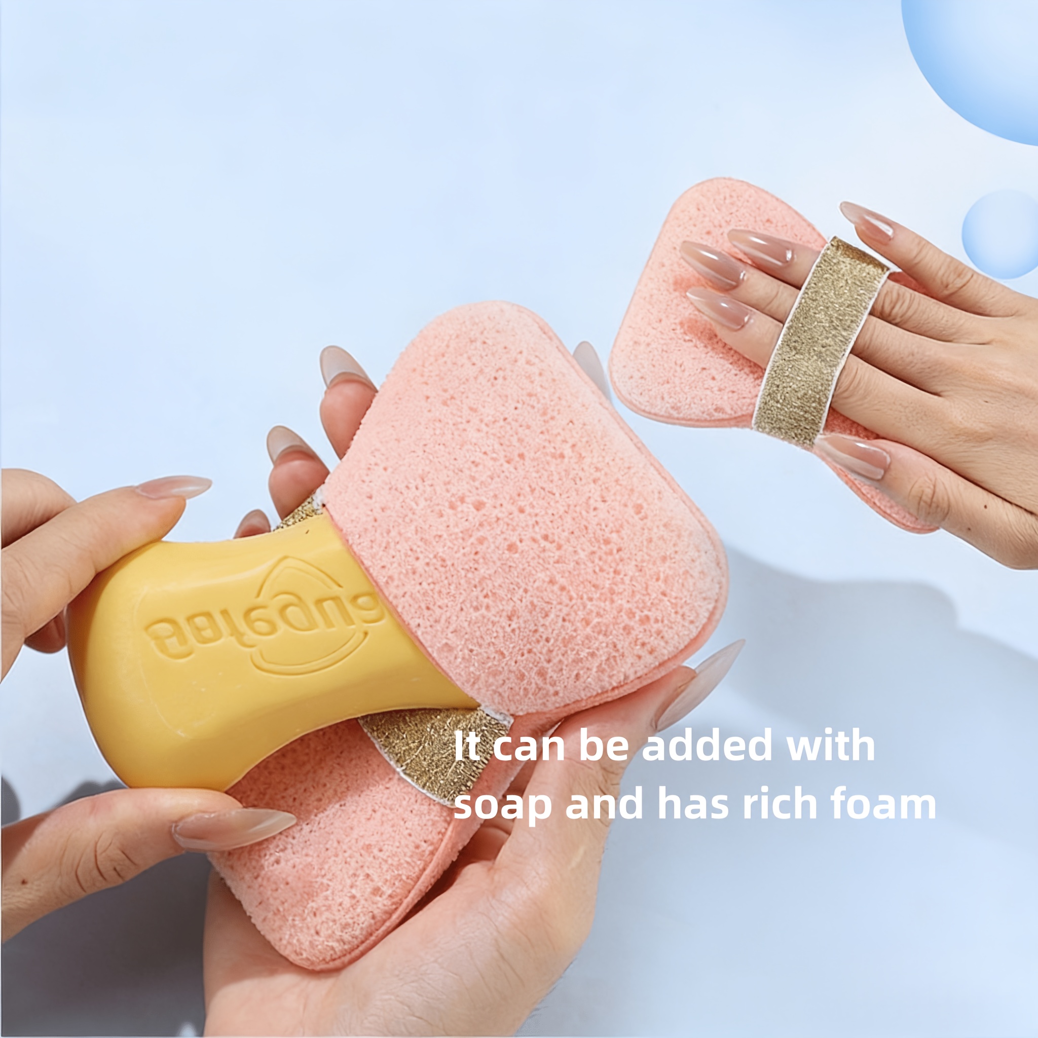 2pcs Bath Sponges Set with Hook and Magic Exfoliating Sponge