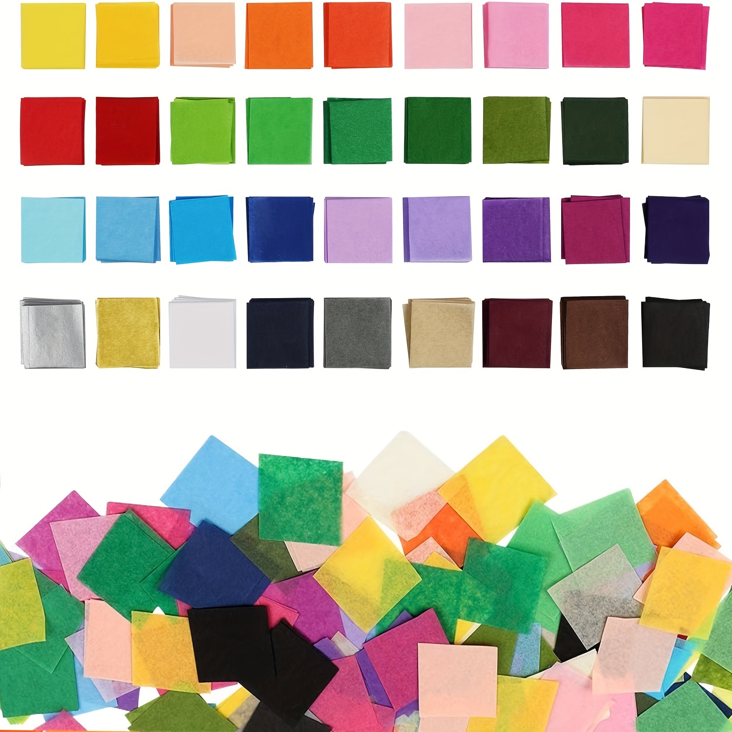 

900 Count Craft Tissue Paper Squares - 1-inch Vibrant Assorted Colors For Diy Arts, Crafts, Scrapbooking & Mosaics