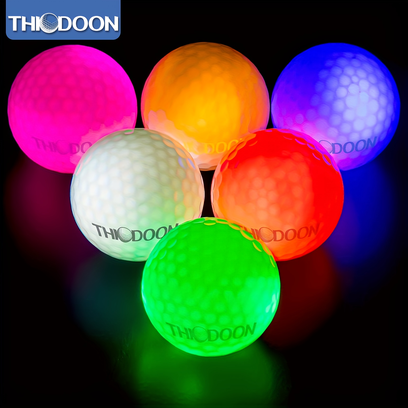 

Thiodoon Glow In The Dark Golf Balls Light Up Led Golf Balls Night Golf Gift Sets For Men Women 6 Pack (6 Colors In One)