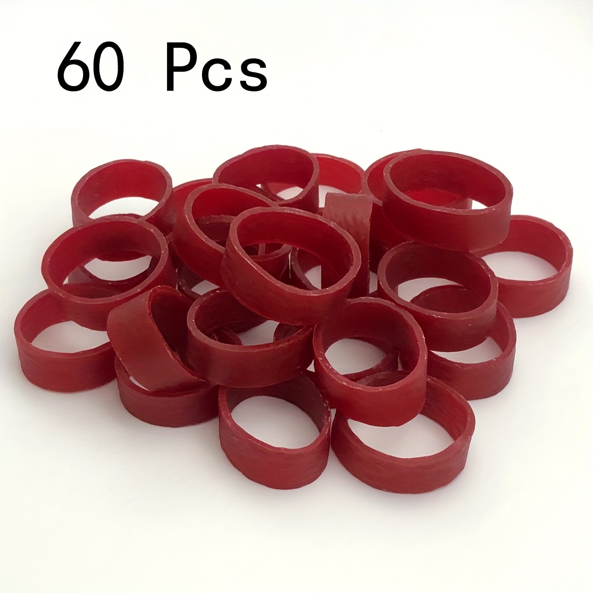 60pcs Of 3 Cm / 1.18 Inches Red Elastic Rubber Bands, High-quality Rubber Fixing Additions, Stretchy And Elastic Latex