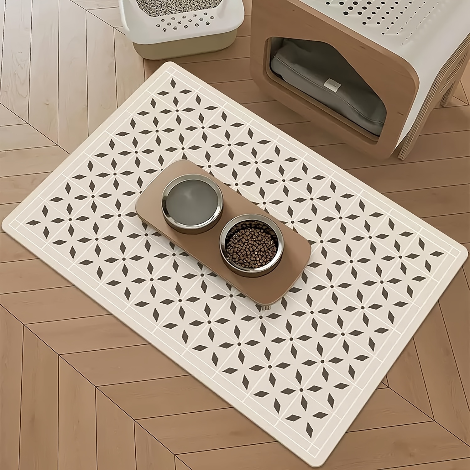 TEMU 1pc Diatomite Pet Mat - Dog Food Bowl Mat, Stain-resistant, Cat Food Bowl Mat; , Leak-proof, And Non-slip Mat