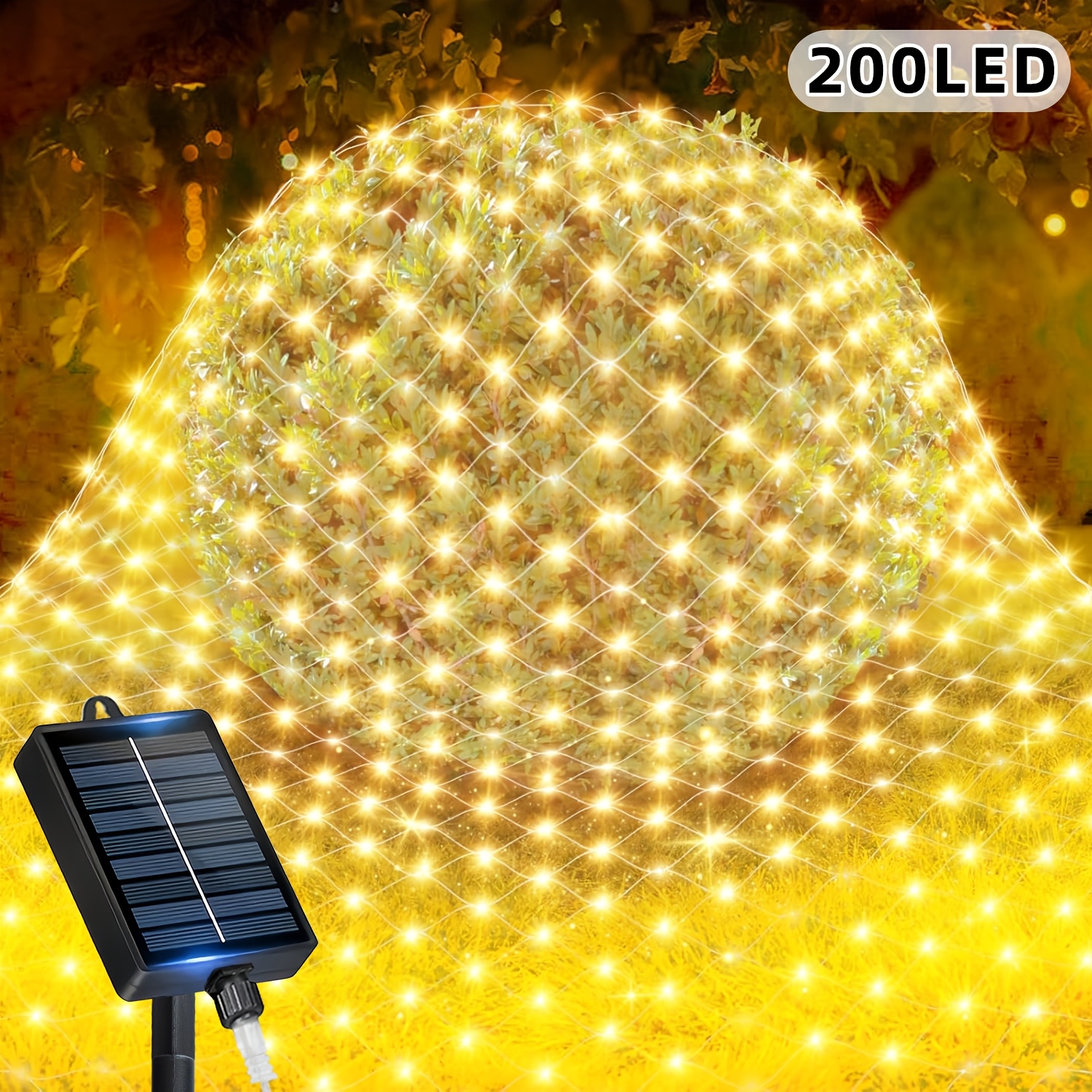 TEMU Guirlande Lumineuse Extérieure de , 200/100 LED en , 12 d'Éclairage, Alimentation Solaire, Facile à Installer, pour Décorer les Cours, Fêtes,