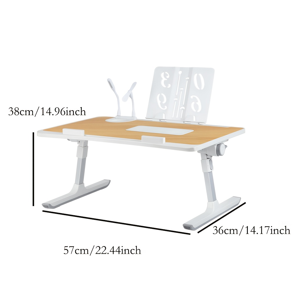 Image of Large Portable Laptop Table | Walnut Color, Laminated Wood, Suitable For Student Dormitories And Bedside Use, Size 60x40x26-39cm
