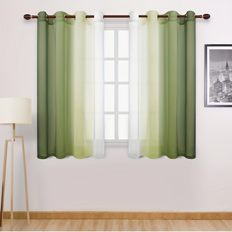 2pcs set gradient sheer curtains modern   linen grommet top for living room bedroom light filtering home decor
